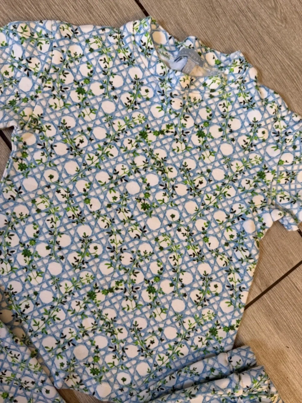 Hill House Toddler Girls Blue Green Floral Pajama Set 3-4 Yr Organic Cotton